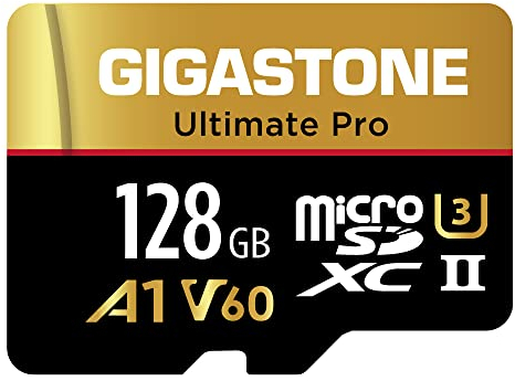 GIGASTONE, scheda Micro SD da 128 GB, Ultimate Pro, MicroSDXC Memory Card per fotocamera, R/W fino a 280/100 MB/s, UHS-II U3 A1 V60 C10, con adattatore