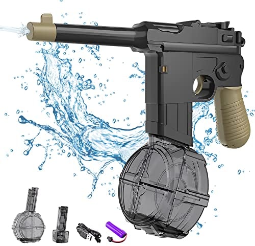 Automatische Wasserpistole Elektrisch mit 100ml+450ml Kapazität,33FT Lange Reichweite,Stärkste Wasserpistolen Super Water Soaker Guns für Kinder Erwachsene Sommer Outdoor Pool Wasser Kampf Spielzeug