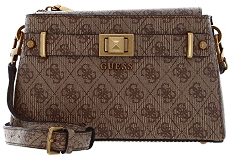 GUESS Aieta Society Crossbody Bag Latte Logo