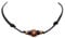 Mens Beaded Cord Choker Simple Necklace for Him Minimalist Black Faux Leather Thong with Wood Beads