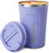 MOMSIV Coffee Cup, 380ml Vacuum Reusable Leakproof Double Wall Coffee Cup, Insulation Stainless Steel Eco-Friendly Travel Office Mug for Hot Coffee Tea and Cold Drinks, Purple