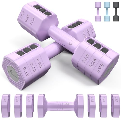 Sportneer Hanteln 1 Pair 0,9-4,5kg (0,9-2,3kg Each) Verstellbare Kurzhanteln 2er Set bis zu 4,5KG Kraftraining Adjustable Dumbbells