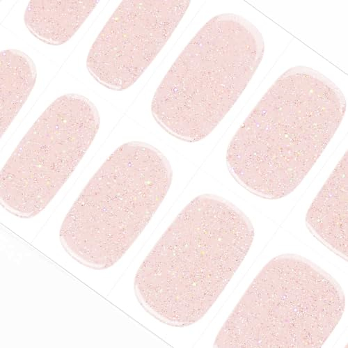 DANNI & TONI Halb ausgehärtete Gel Nagelfolien (Glitz) Rosa Babyboomer uv gel nagelfolie Goldglitzer Nageldesign nagelfolie uv härtend Wraps 28 Aufkleber