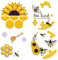 GORGECRAFT 4 Stile Sonnenblumen-Bienen-Fensteraufkleber 16cm Frühlings-Sommer-Fensteraufkleber PVC-Alarm-Fenster-Tür-Glasaufkleber Für Vögel Hundeschläge wasserdichte Fensteraufkleber Büro zubehör