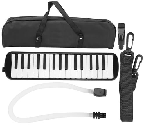 32 Tasti Melodica Tastiera, Pianola Scuola Media con Bocchino per Cornetta per Esibizione Musicale, Diamonica 32 Tasti per Studenti, Principianti, Appassionato di Musica (Black)