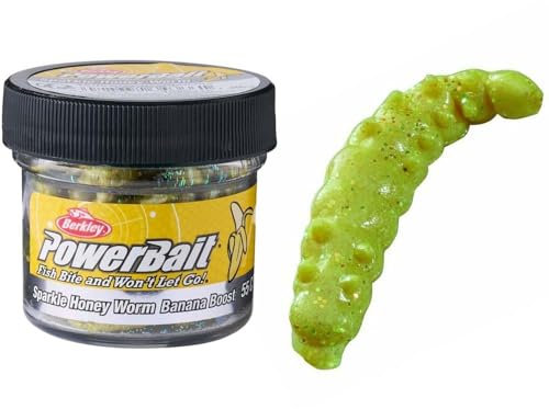 Berkley Angelhaken Power Honey Worm 2,5 cm Gelb/Schuppen, Nadelspitze, 1 Stück