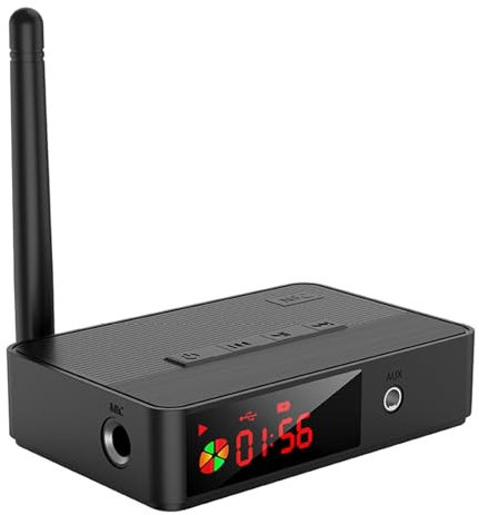 Receptor Bluetooth 5.3, Sonido Estéreo HiFi Receptor de Sonido Bluetooth con Función NFC, Soporte AUX, Sonido Óptico, Salida de Sonido Coaxial