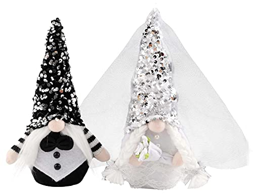 Silriku 2 STÜCKE Braut BräUtigam Romantische Hochzeit Rudolph Puppe Zwerg GNOME Gesichtslose Puppe Dekoration Tuch Kunst Nette Erwachsene Kinder Geschenk