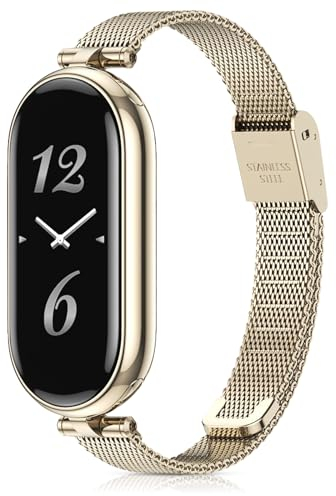 Xisair Cinturino Compatibile Xiaomi Band 8, Xiaomi Band 9 Cinturini in Metallo Xiaomi Mi Band 8 Bracciale in Acciaio Inox in Metallo Cinturini Miband 8, Miband 9 Cinturino da Donna Uomo