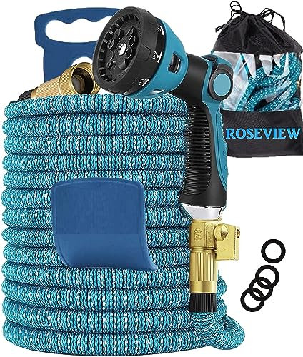 Tubo da Giardino Espandibile da 30m, Flessibile Retrattile, Non Si Piega, Pieghevole Leggero - Boyau Arrosage (Azzurro Cielo, 15m)