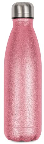 PlottPrint Trinkflasche aus Edelstahl 500ml Spark Glitzer - auslaufsichere & thermoisolierte Wasserflasche hält Getränke bis zu 18 Stunden warm oder kalt, Farbe:Glitzer | Pink