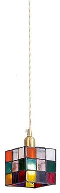 SSNCcNC A, Japanischer Stil Hängelampe Quadratisch Esszimmerlampe Messing Glas Pendellampe Schlafzimmer Nachttisch Pendelleuchte für Wohnzimmer Loft E27