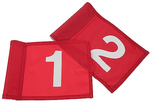 BESPORTBLE Golf Putting Flag and Hole Kit 2pcs Golf Mini Flags Small Putting Flags Tee Flags Golf Golf Number Flags Golf Pole Flags Golf Portable Course Flag Professional Flag Red Polyester