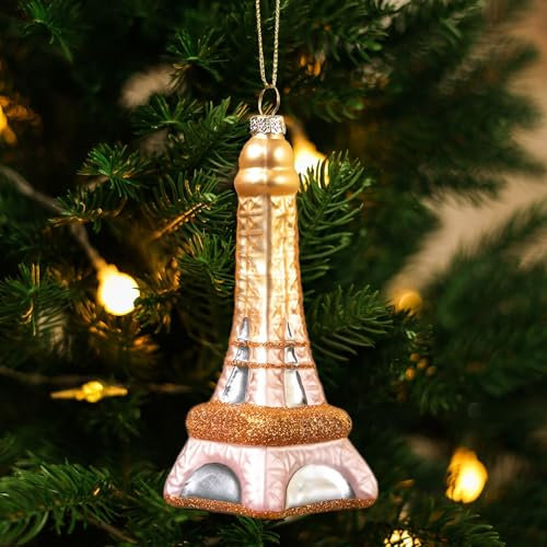 Ornamenti di vetro della Torre Eiffel di Parigi per l'albero di Natale (oro rosa)