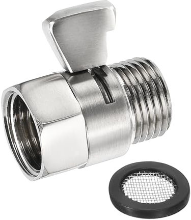 sourcing map Water Flow Control Valve, 1 PCS G1/2 Shower Head Shut Off Valve, Brass Water Pressure Regulator for Shower Head or Bidet Spray (Nickel)