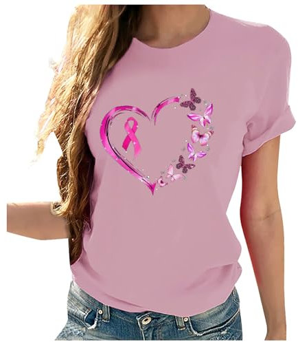 2024 Ruban Rose Cancer du Sein Octobre Rose T-Shirt, Femme Cancer du Sein Sensibilisation Ruban Rose Octobre Cadeau T-Shirt Pas Cher Tee Shirt Grande Taille Sexy La Rosée Lot Tee Shirt Femme
