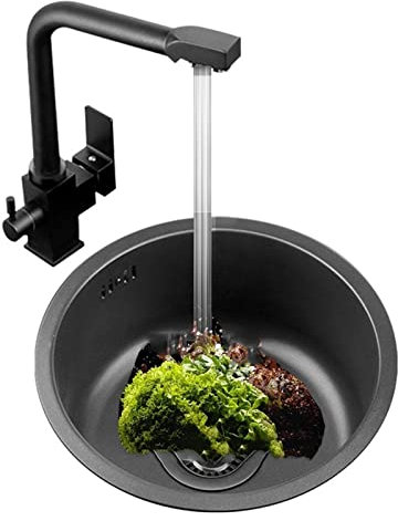 WOTZOV Évier de Cuisine Évier de Bar Noir Petit évier pour Lave-Vaisselle Évier encastré,Black 35 * 35 * 15Cm