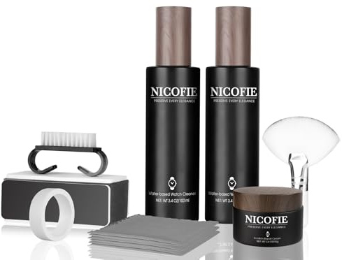 Nicofie Gold & Silver Steel Bracelet Watch Polishing Kit, Watch Cleaning Kit, Jewelry Cleaner for Metals, Crystals and Rubber - 1 x 1.28.3 g Scratch Repair Cream, 2 x 96.4 g Cleaner, 3 x Microfiber