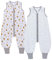 2er Pack Baby Schlafsack Sommer mit Füßen 0.5 Tog 100% Baumwolle Kinder Sommerschlafsack für Jungen und Mädchen (Biene + Stern, S/65-85CM)