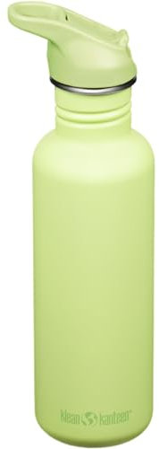 Klean Kanteen Classic Narrow (Flip Sport) 1011199 Bicycle Water Bottle with Stainless Steel Drinking Cap in Green with a Volume of 800 ml