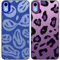 Tedyhulle 2 Stück Handyhülle für iPhone XR, Lustiges Lächeln Gesicht und Leopard Muster, Weiche TPU Stoßstange mit Hard PC Fall, Stoßfeste Kratzfeste Schutzhülle, Lila und Blau