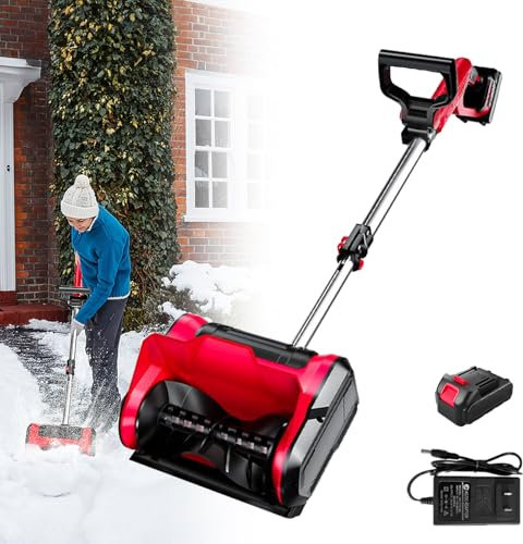 FJYAWEN Souffleuse à Neige 1200 W, Fraise à Neige sans Fil pour 20v Batterie, Chasse-Neige à Direction Réglable, avec Largeur Déblaiement 32cm, Hauteur Déneigement 16cm, Distance Projection 8m,A