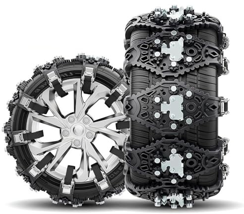 TaoieWkolt Schneeketten, Schneeketten Auto für Toyota Yaris iA, mit Eiskratzer Verbesserte Traktion mit Metall-Einsätzen Einfache Installation, für Reifenbreite 165-275 mm,A-Black-165-275mm
