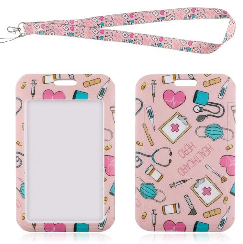 COYUN Porta badge identificativo con cordino staccabile,Porta Badge con Cordino Porta Badge da Collo per ID Cards e Cellulare per Medico Infermiera Ufficio Scuola Donna Uomo
