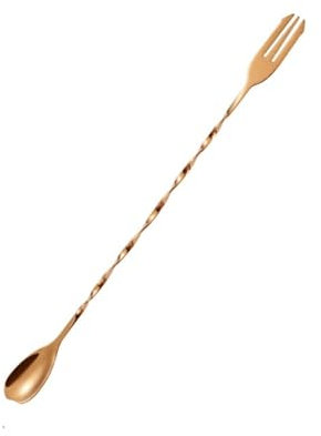 Shakers à cocktails Cuillère à Cocktail en acier inoxydable, barre en spirale, cuillères à remuer pour barman, pilons, whisky, boissons, tige de mélange, cuisine Cocktail Shaker Kit(26CM Rose Gold)