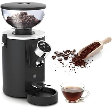 Conical Burr Coffee Grinder, Electric Coffee Bean Grinder with Led, 11 Grind Settings Adjustable Coffee Grinder, Touch Screen Control, 60mm Large Blade Disc, for Home and Commercial black