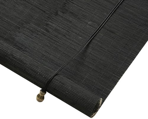 85% Blackout Retro Bamboo Blinds for Windows Shutters 50 80 90 100 120 140 150 160 180cm Wide Outdoor Bamboo Roller Blinds Anti-UV for Patio Porch Garden Kitchen Roman Blinds Shades Easy to Install(Bl