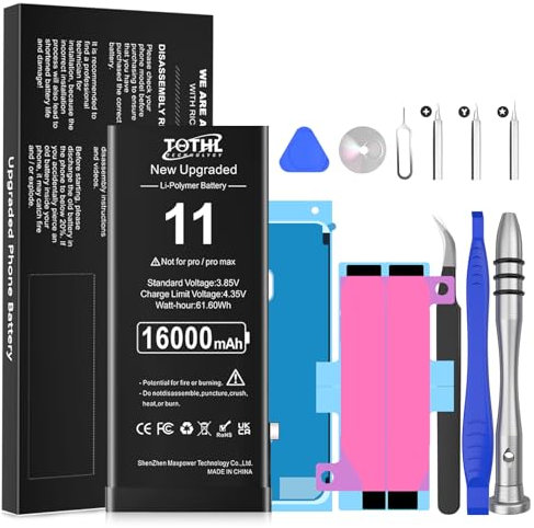 Akkukompatibel mit iPhone 11 (2025 New Upgrade) 0 Zyklus Li-Polymer Ersatzbatterie für iPhone 11, mit professionellem Reparaturwerkzeugsatz