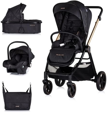 Chipolino Kombikinderwagen 3 in1 Marbella Fußabdeckung Einlage i-Size Babyschale schwarz