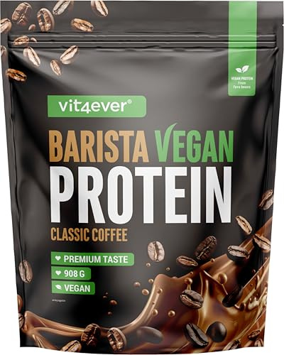 vit4ever Barista Protein Coffee - 908 g Pulver - Classic Coffee | 24 g Protein & 80 mg Koffein pro Portion, Mit echtem Kaffee, Favabohnen-Protein, Ohne Soja - Vegan