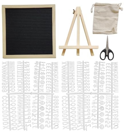 Zuasdvnk Wechselbare Buchstabentafeln | Briefbrett mit Ständer | Holzrahmen Bulletin Filz Letterboard 25 x 25 cm für Schwangerschaft Ankündigung Hochzeit
