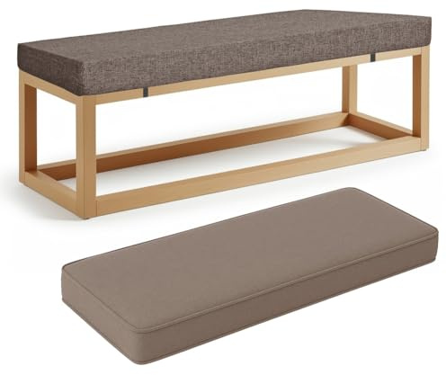 ZSWXF 5cm Dicke Sitzkissen Outdoor Leinenstoff Bankauflage Bankkissen Sitzauflage Stuhlkissen Bank Sitzbank Auflage Polster fur Banke Kissen Kissenauflage for Gardenbank,Braun,100 x 40 x 5 cm