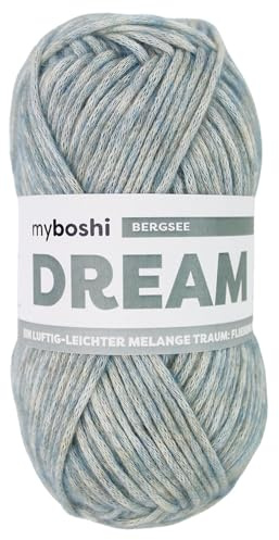 myboshi Dream, luftig leichtes Garn mit Baby-Alpaka zum Häkeln und Stricken, 76% Baumwolle, 22% Baby Alpaka, 2% Merino, 50g, Ll 95m Grün (Bergsee), 1 Knäuel