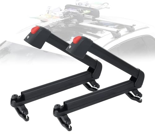 Porte-skis et snowboard pour toit de voiture, avec rembourrage en caoutchouc TPV et serrure (noir, 41 cm)