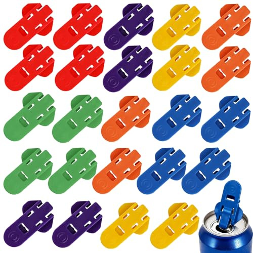 ELNX 24 Stück Ring-Pull-Dosenöffner Set | Einfache Laschenöffner und Getränkeabdeckungen | Auslaufsicheres Ring-Pull-Werkzeug | Bunter Kunststoff-Laschenöffner für Cola, Bier, Soda (6 Farben)