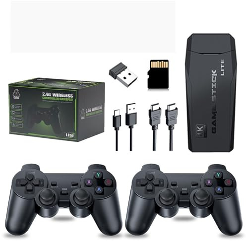 M8 Rétro Console De Jeu, Plus De 20 000 + Jeux 4K Game Stick Sortie HDMI Plug - and - Play Console De Jeu Vidéo avec Contrôleur sans Fil 2.4G, Cadeau d'anniversaire De Noël pour Les Hommes-64G
