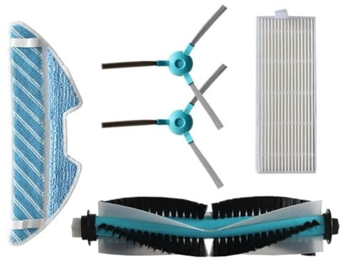 Niceminiwall Kit de cepillo lateral y filtro de repuesto para robot aspirador Conga 1290 1390 1490 1590 - Juego de 5 piezas con cepillo principal, cepillos laterales, para HEPA