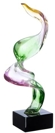 Casablanca Skulptur Twirl aus Acryl und Kunstharz - Abstrakt - Glänzend - Grün und Lila - Höhe 41cm x Breite 16cm