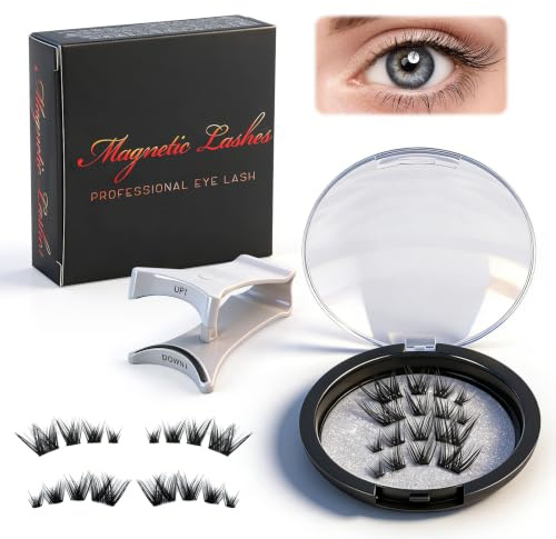 NGOKPYD Magnetic-Eyelashes with Applicator, Magnetic Eyelashes Natural Look, Reusable Natural Magnetic Lashes No Glue Needed, Easy to Wear and Remove(HPD10-4)