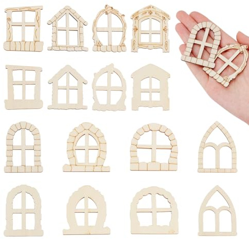 AHANDMAKER Set di 50 pezzi in miniatura per finestre e porte, modelli di piccole finestre, mini kit per porta della casa delle bambole per casa delle fate in miniatura, decorazione per mobili per casa