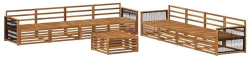 vidaXL Outdoor-Sofagarnitur 9 pcs Natur Massivholz Akazie, Garten Lounge Set, modernes Akazienholz Sofa, wetterfeste Möbel, Bequeme Terrassen Sitzgelegenheit