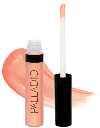 Palladio Lip Gloss, Non-Sticky Lip Gloss, Contains Vitamin E and Aloe, Offers Intense Color and Moisturization, Minimizes Lip Wrinkles, Softens Lips with Beautiful Shiny Finish, Pink Pearl