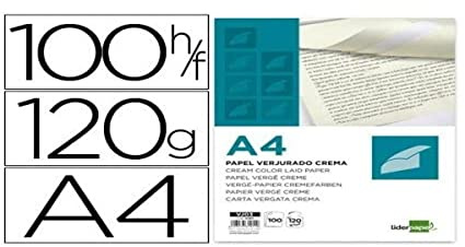 COLOR Creme Bütten UNICOLORE120 mit Wasserzeichen versehene gr / m² Box 100 Blatt A4