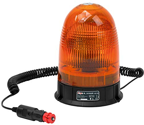 DEMA LED Rundumleuchte/Warnleuchte gelb 12V/24W mit Magnetfuß – 80 LEDs, 3 Meter-Kabel, Anschlusskabel für Bordspannungssteckdose – Ideal für Gabelstapler, Anhänger, Traktor, Auto, LKW, SUV