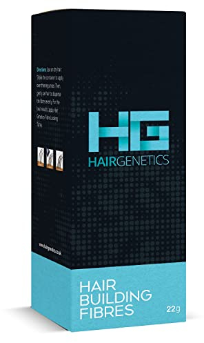 Hair Genetics® Fibras Capilares de Queratina para Cabello - Fórmula Avanzada Cero Picores de Calidad Profesional y Aspecto Natural para Hombres y Mujeres Dispensador 22 g (Castaño Oscuro)
