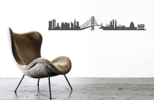 Wandtattoo San Francisco Skyline Wandsticker Wanddekoration - Moderne Stylische Deko Vorraum Wohnzimmer Schlafzimmer - Vinyl Decal 60cm grau